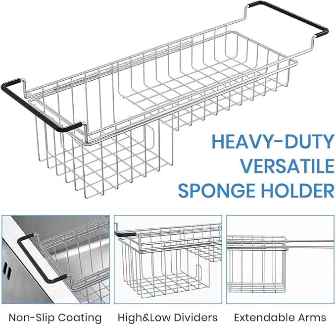 TreeLen Over The Kitchen Sink Caddy Sponge Holder Organizer Drying Rack - Image 2