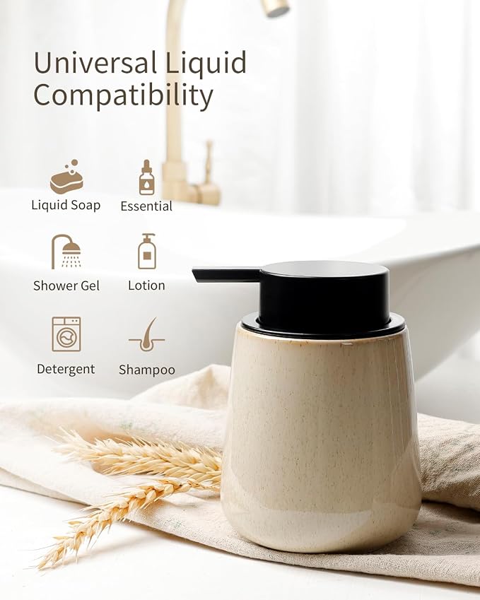Bosilunlife Ceramic Foaming Soap Dispenser - 12Oz Bathroom Countertop Kitchen - Image 5
