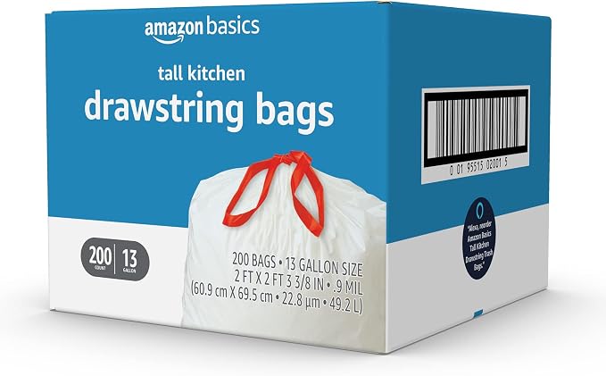 Amazon Basics Tall Kitchen Drawstring Trash Bags, 13 Gallon - Image 4