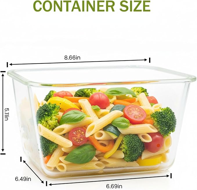 2 Pack Large Glass Food Storage Containers - Image 2