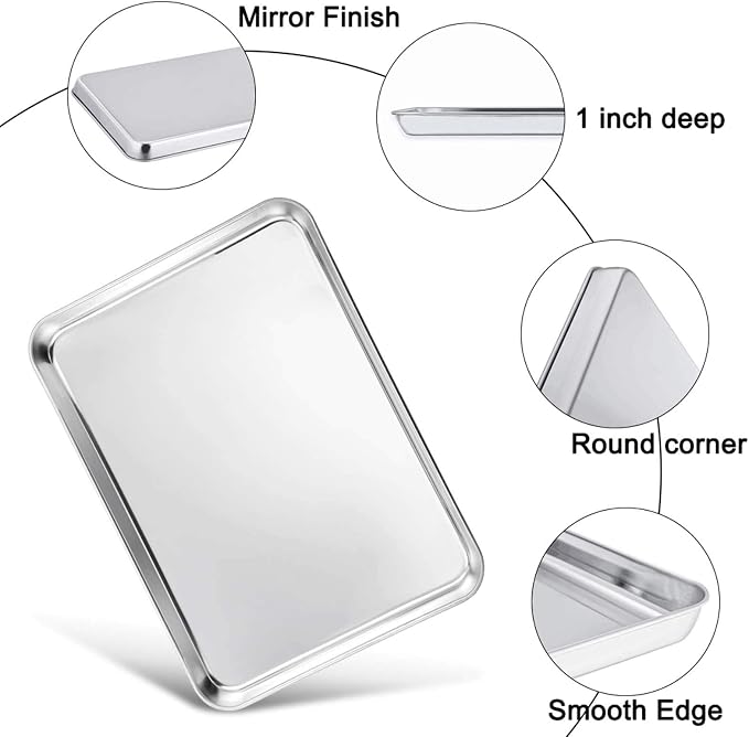 TeamFar Baking Sheet with Rack Set of 4, 20’’×14’’×1.2’’, Half Size Stainless - Image 3