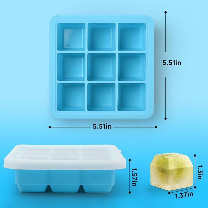 Silicone Ice Cube Trays with Lid, 9x1.3 inch, Small Ice Cube Trays - Image 6