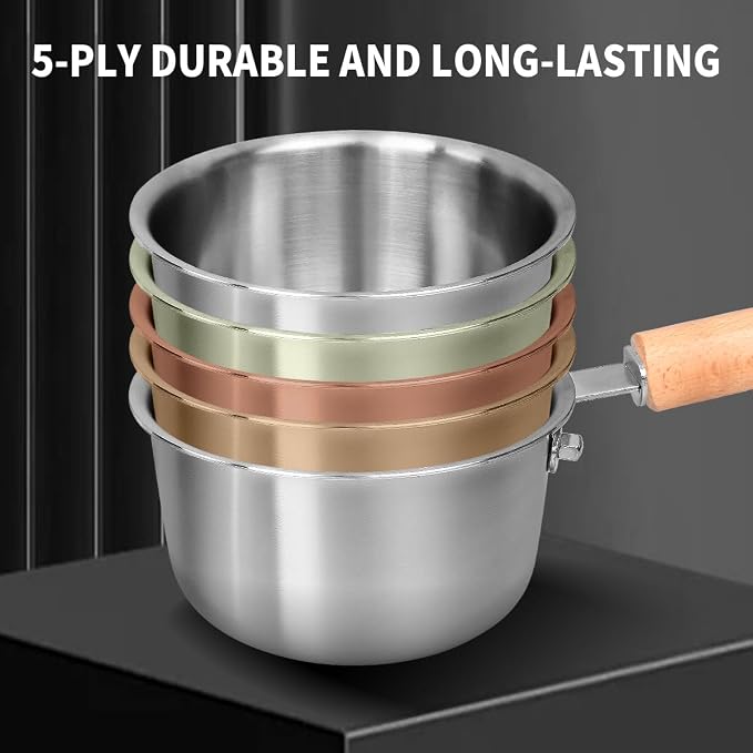 Saucepan with Lid, 1.5QT Uncoated Stainless Steel Sauce Pan with Staly-Cool - Image 4