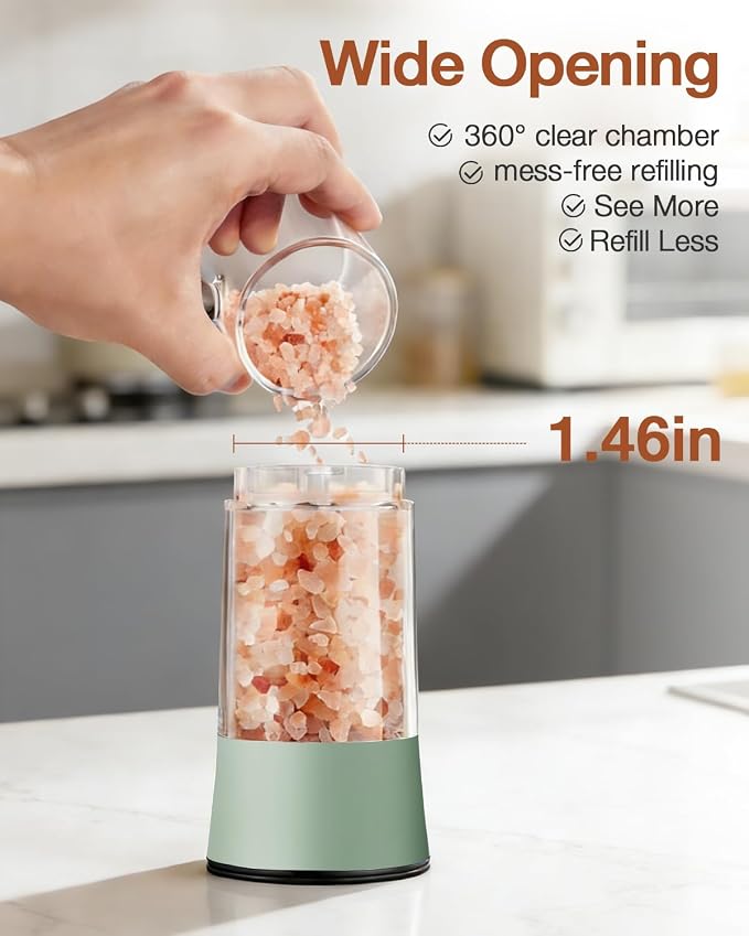Electric Salt and Pepper Grinder Set–USB-C Rechargeable Charging Base Pepper - Image 4