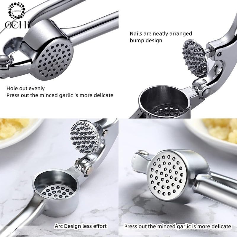 OCHI Stainless Steel Garlic Press Set (Silver)