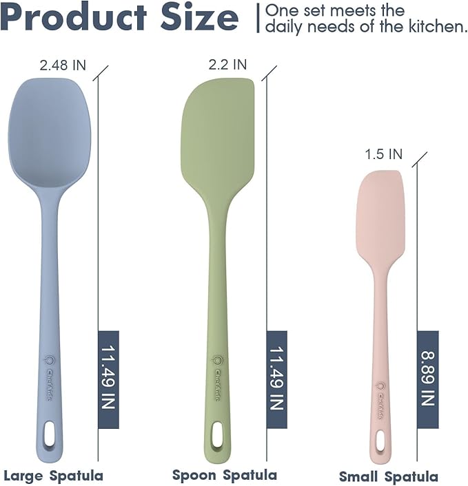 ChefAide 3 Pieces Silicone Spatula Set, Food Grade Rubber Spatula, Upgrade - Image 2