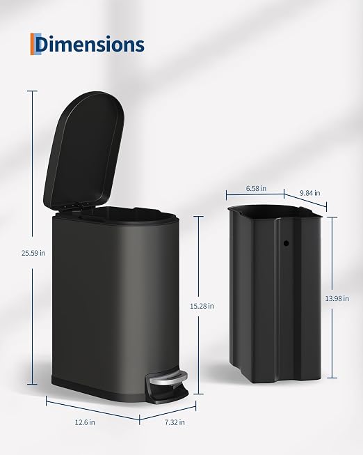 GarveeHome 13 Gal & 2.6 Gal Trash Can Combo Set, Kitchen Trash Can and Bathroom - Image 8