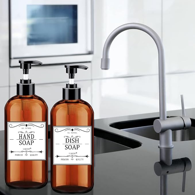 Soap Dispenser with Rust Proof Pump, Waterproof Labels Bathroom, Plastic Hand - Image 6