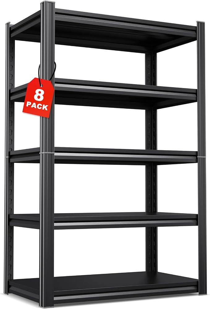 Set of 8 71"H Garage Shelving-2050LBS 5 Tier Storage Shelves, Adjustable Heavy by Unknown