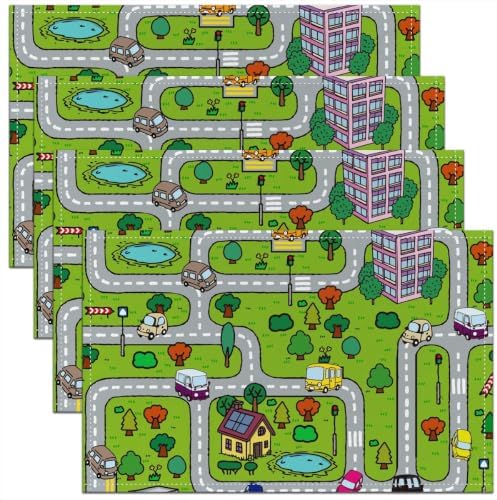 12"x18" Kids Playing Car Table Mats Placemat Road and Traffic