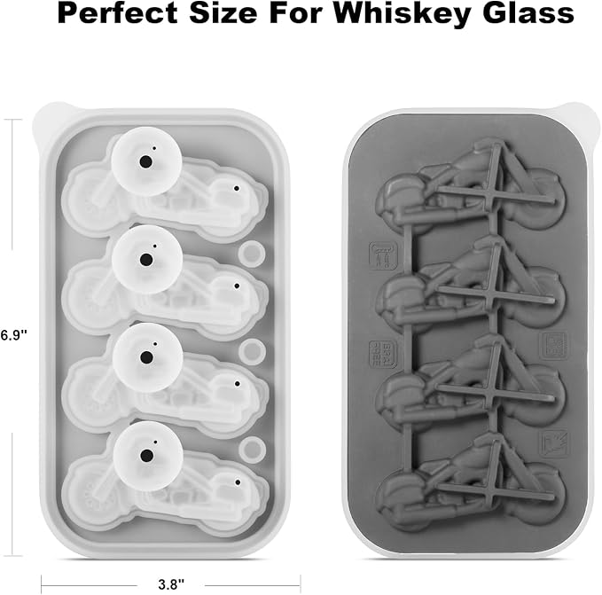 Nax Caki 3D Motorcycle Ice Cube Tray, Large Silicone Fun Shapes Ice Cube Mold - Image 4