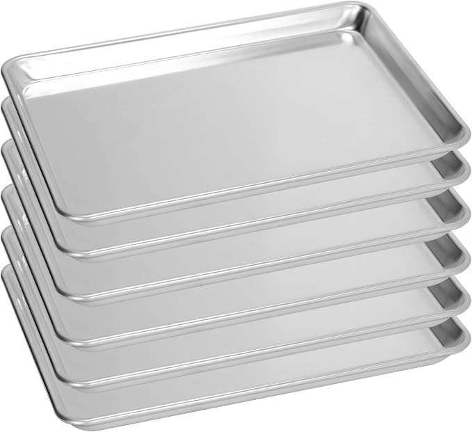 BIEAMA 6 Pack 15" × 21" Baking Sheet Pan Aluminum Commercial cookie sheets by BIEAMA