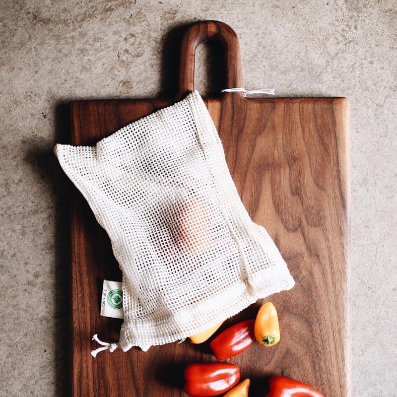 Reusable Garlic Storage Bags - Organic Cotton Garlic Mesh Bags with
