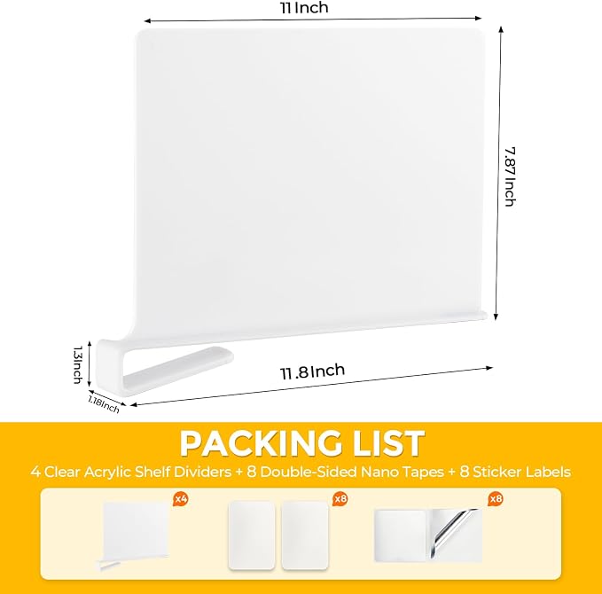 JOY DECOR 12 Pack Acrylic White Shelf Dividers - Image 2
