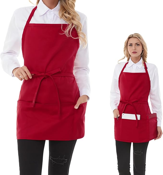 Aprons for Women with 3 Pockets, Server Apron, Aprons for Cooking, Chef Apron by Eksict