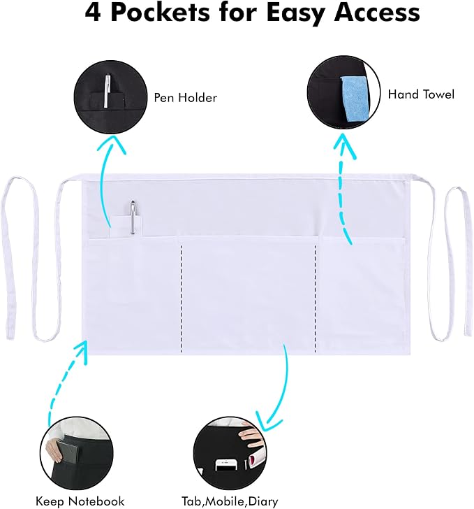 Dreamology Waitress Apron with Pockets, Short Aprons with Pockets, Waist Aprons - Image 4
