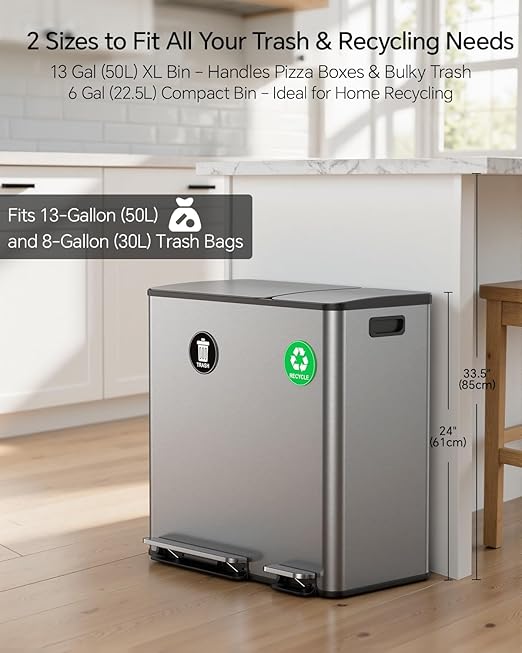 Lovewind Dual Trash and Recycling Bins - Image 2