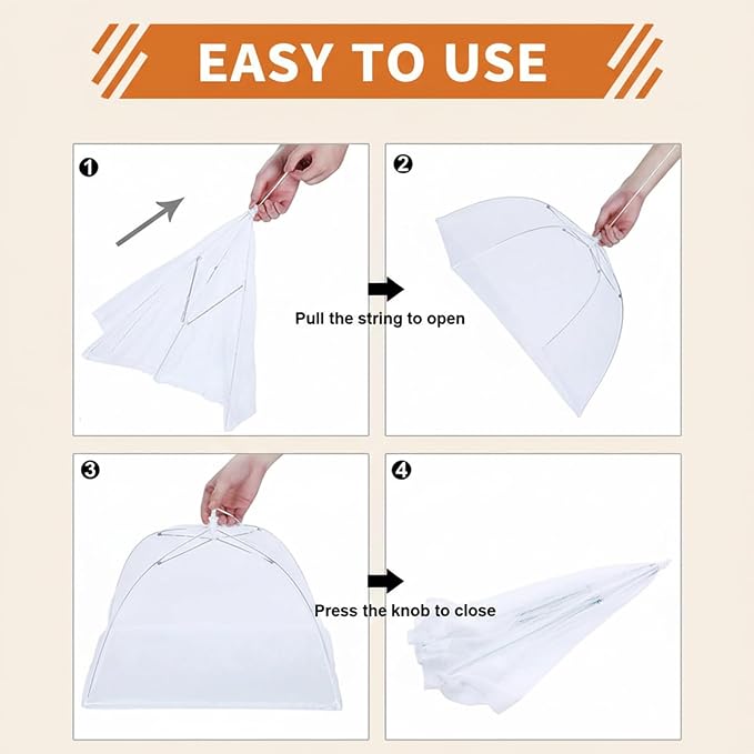 6 Pack Mesh Food Covers 17 Inch, Collapsible Umbrella Screen Covers - Image 4
