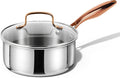 CAROTE 2Qt Stainless Steel Saucepan Set, Non-Toxic 3-Ply Stainless Steel by CAROTE