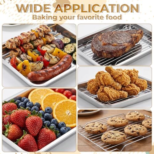 Quarter Baking Sheet Pan with Cooling Rack Set (2 Pans + 2 Racks)