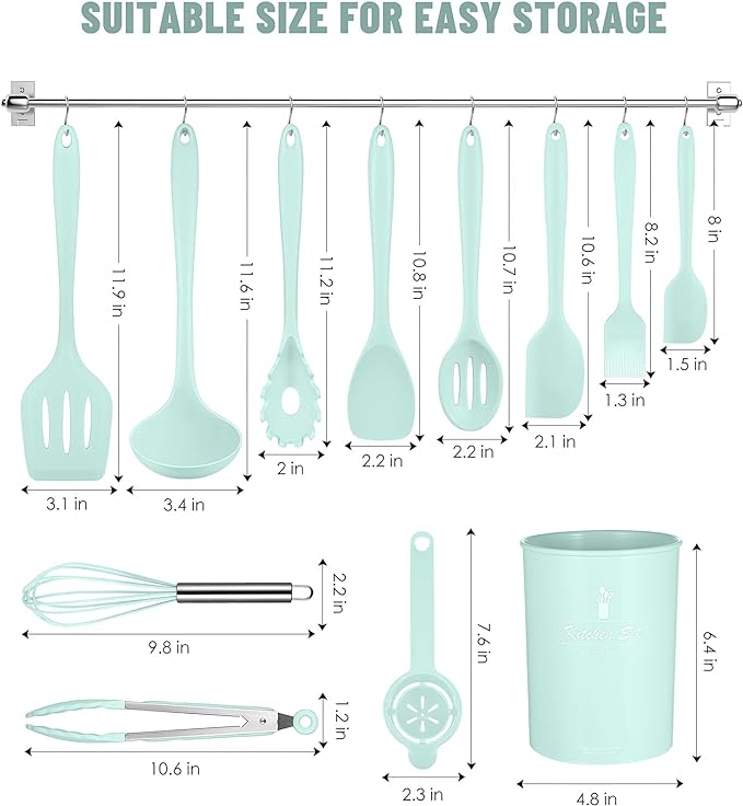 Kitchen Utensils Set-12 Pieces Silicone Cooking Utensils Set 392°F Heat - Image 2
