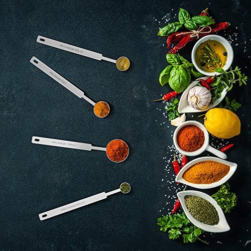 7 Inches Long Handle Measuring Spoons Set, Premium Stainless Steel