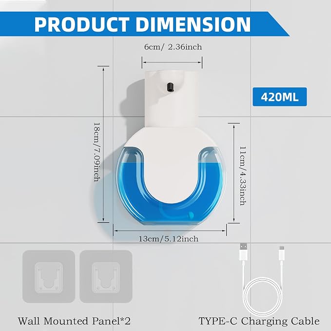 Automatic Soap Dispenser Touchless, Liquid Soap Dispenser USB Rechargeable - Image 2