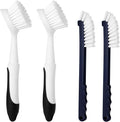 Dish Brush with Handle, 2 Pack Dish Scrub Brush with Built-in Scraper and 2 by Apvpvpt