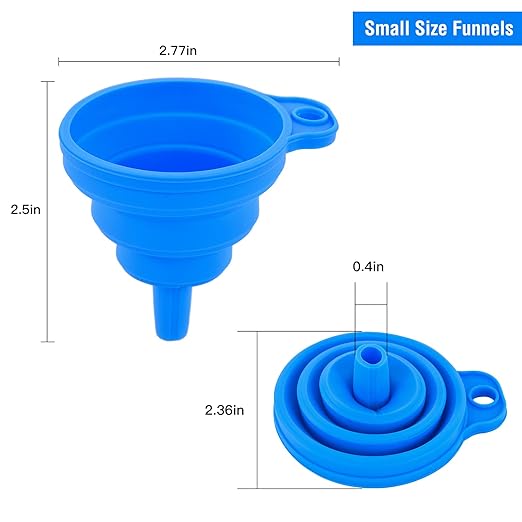 Kitchen Silicone Collapsible Funnel Set of 3, Small and Large, - Image 3