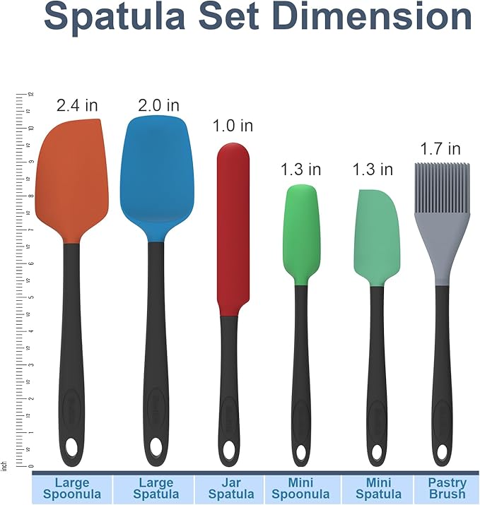 Silicone Spatula Set, 6 Pieces Food Grade Kitchen Utensils - Image 2