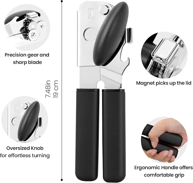 Can Opener Manual with Magnet Lift, Heavy Duty Handheld Smooth Edge Can Tin - Image 2