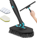 nacena Shower Scrubber with Long Handle, 4 in 1 Tile Tub Scrubber Brush with 3 by nacena