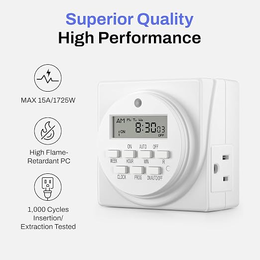 BN-LINK Indoor Digital Timer Outlet, Dual Outlet 7 Day Programmable Light Switch - Image 4