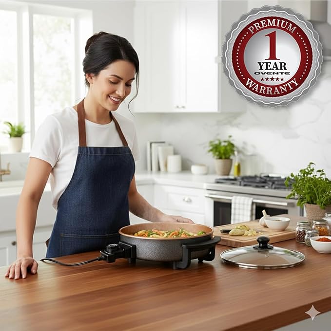 OVENTE 11.5-Inch Electric Skillet & Frying Pan, 1400W Nonstick Cooking Pan - Image 7