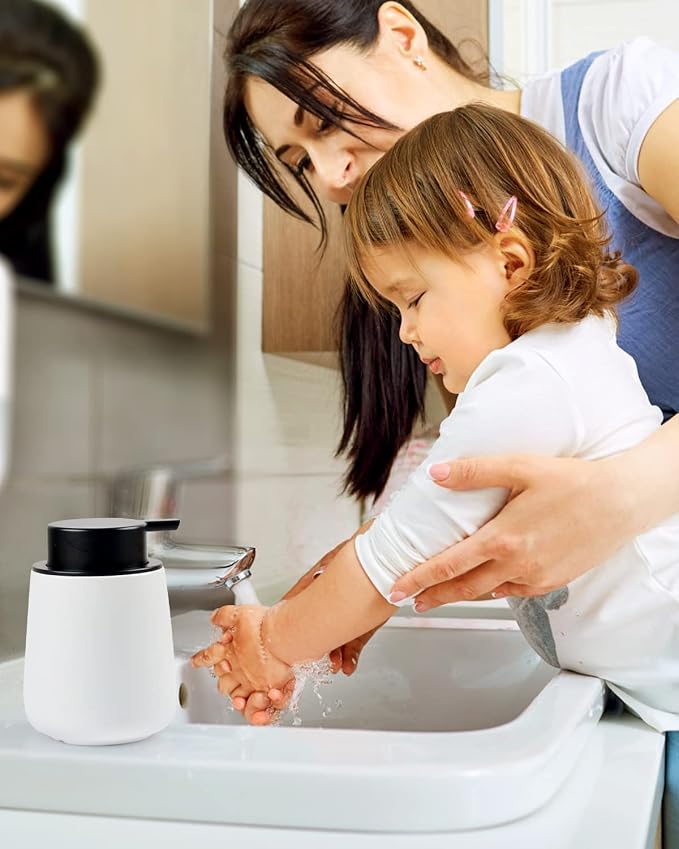 Bosilunlife Foam Soap Dispenser - 12Oz Matte White Ceramic Foaming Hand Soap - Image 6