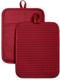 KitchenAid Ribbed Soft Silicone Pot Holder 2-Pack Set, Smoked Paprika Red by KitchenAid