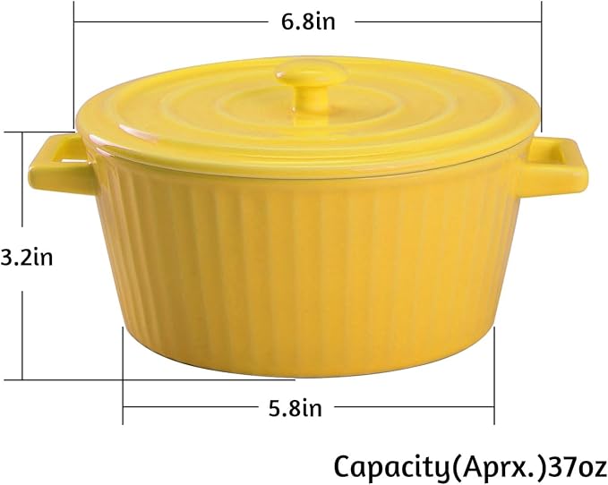 WHJY Yellow Colorful Ceramic Casserole Dish - Image 2