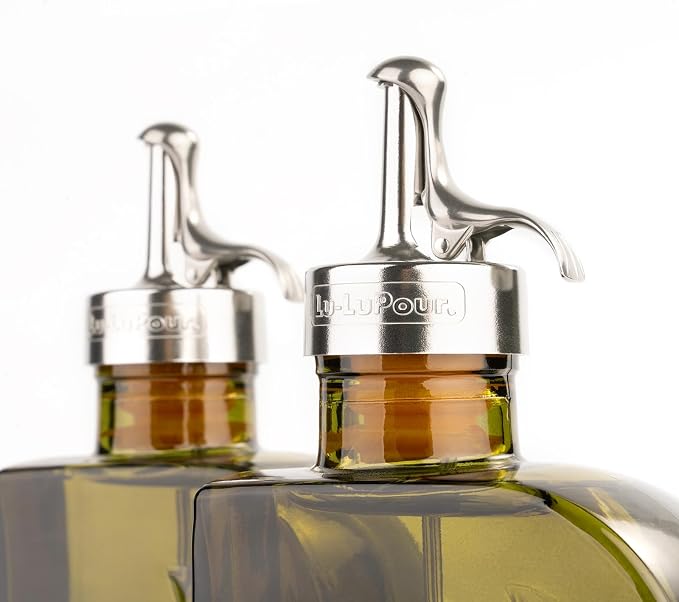 Olive Green 12oz Glass Olive Oil Bottle Dispenser - 350ml Oil and Vinegar - Oil - Image 7