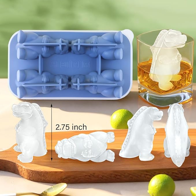 Dinosaur Ice Cube Tray, 3D Dino Ice Cube Mold, Silicone Ice Tray Large Fun - Image 2
