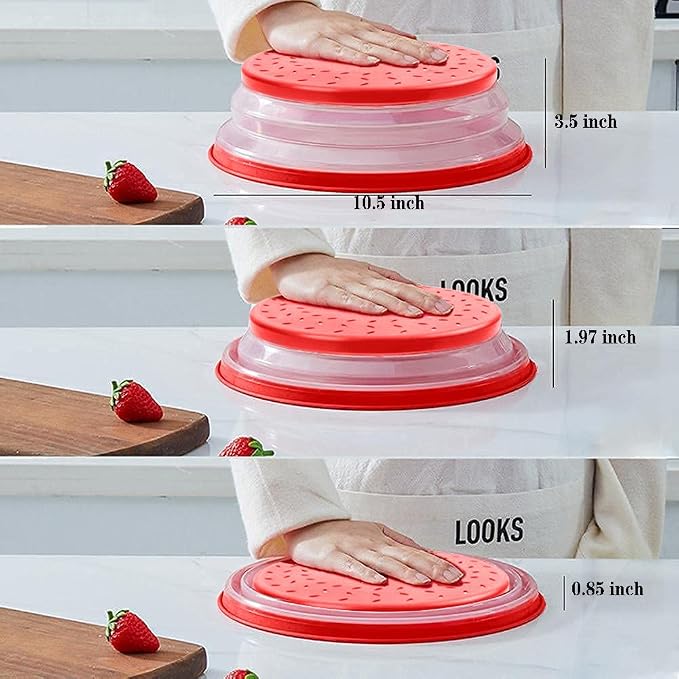 Microwave Cover for Food, Collapsible Microwave Splatter Cove, Fruit Drainer - Image 5