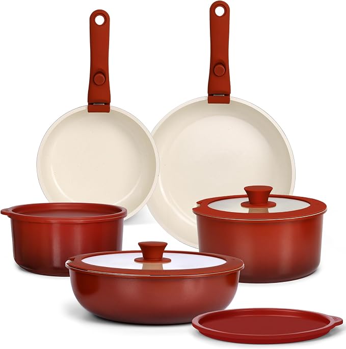 GIPP 11PCS Ceramic Pots and Pans Set Non Stick, Nonstick Cookware Set by GiPP