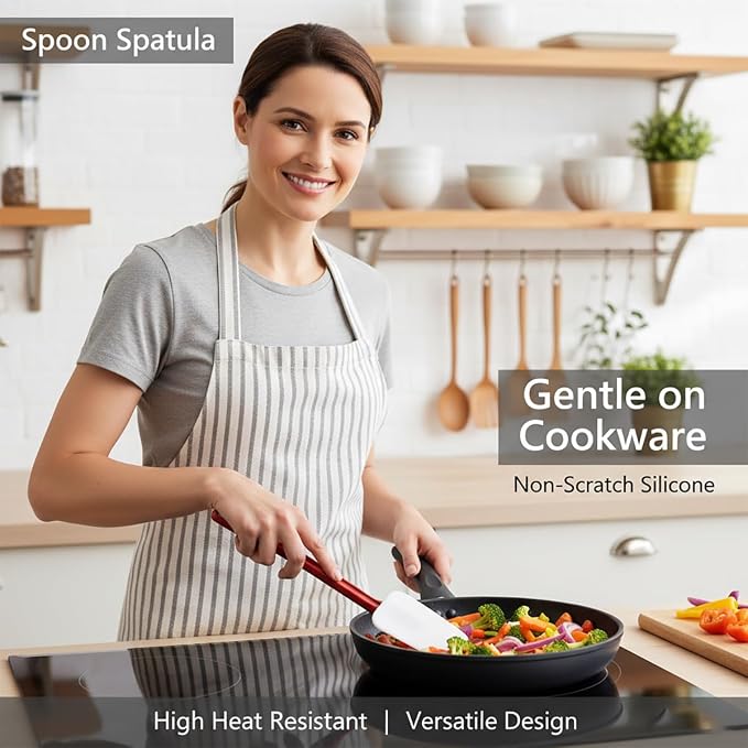Commercial Spoonula Rubber Spatula Set, High Heat Spatula Spoon 9.5 Inches - Image 8
