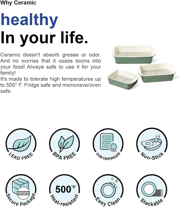 LE TAUCI Deep Casserole Dishes for Oven, 13.7”x9.6” Ceramic Baking Dish Set - Image 9