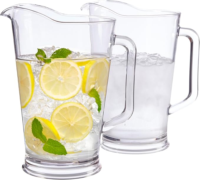 US Acrylic 64oz Bistro Clear Pitcher | Set of 2 Beer Pitchers | Reusable by USAcrylic