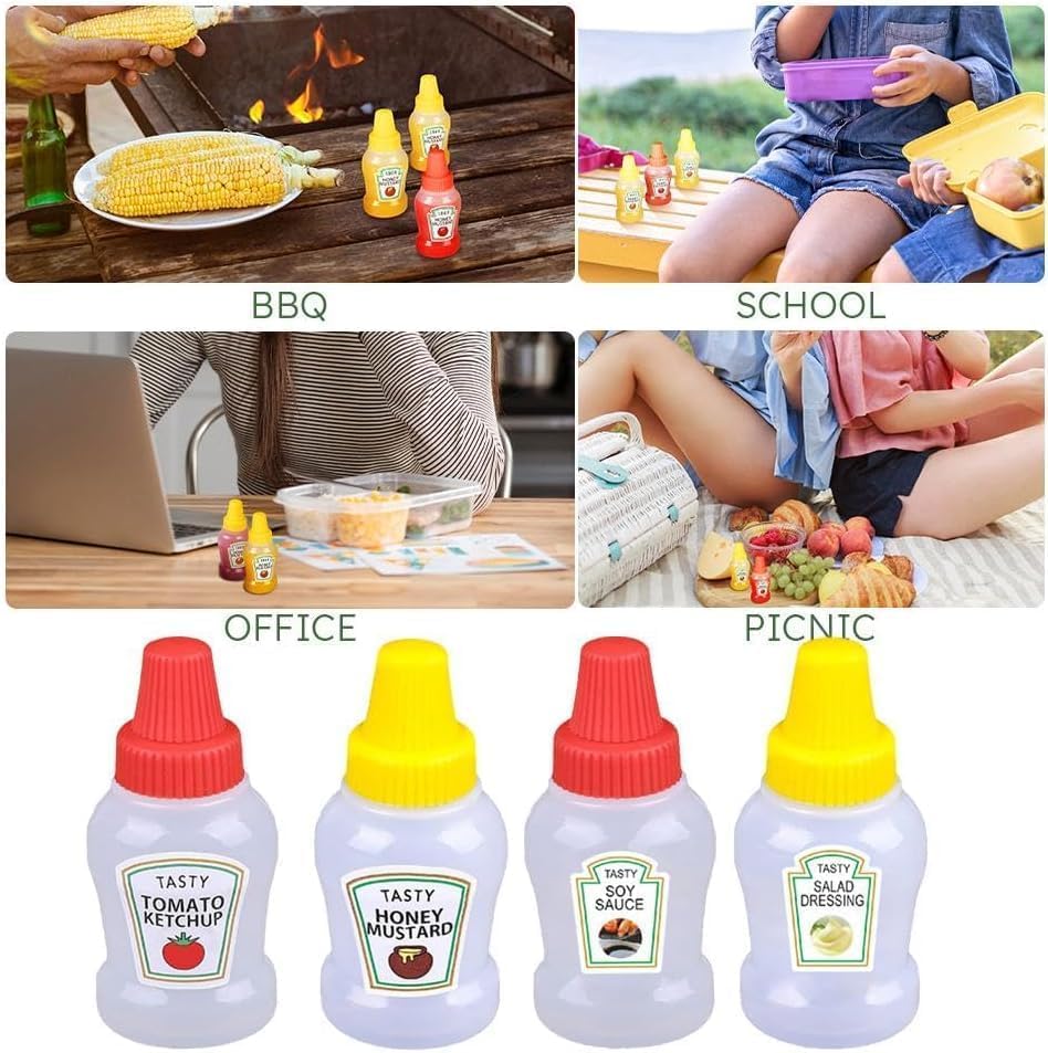2Pcs Mini Ketchup Bottles, with Sturdy Screw Cap,25ml Condiment