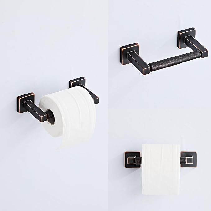 Bathroom Hardware Set 4 Pieces, Oil Rubbed Bronze Towel Bar Set Stainless Steel - Image 4