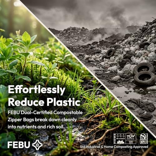 FEBU Compostable Food Storage Bags Variety Pack, 260 Count