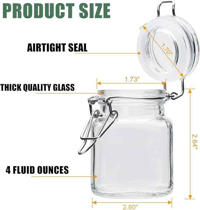 Small Glass Jars with Lids, 4 oz Spice Jars with Labels, 15 Pack Small Glass - Image 3