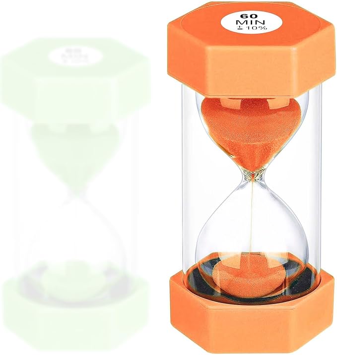 Hourglass 60 Minute Sand Timer, Plastic Orange Sand Clock 60 Min, Colorful Hour by YLTIMER