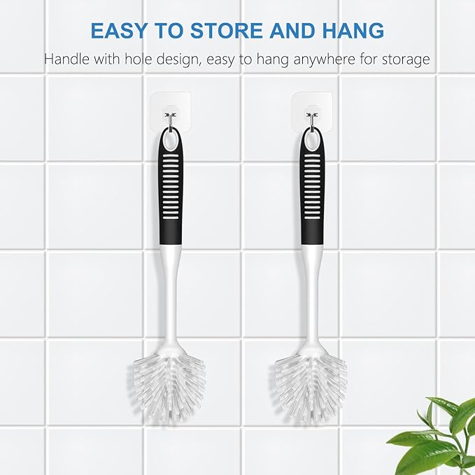 SetSail Dish Brush with Handle, 3 Pack Stiff Bristles Dish Scrubber with - Image 3